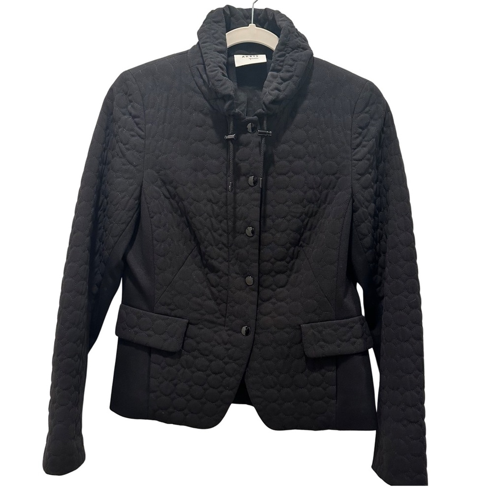Akris Punto collared jacket adjustable Black waist Size 8